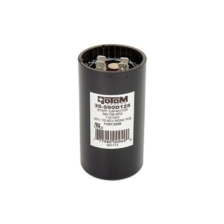 Pem Motors Rotom 590B, 590-708MFD, 110/125V, Start Capacitor, Round 590B